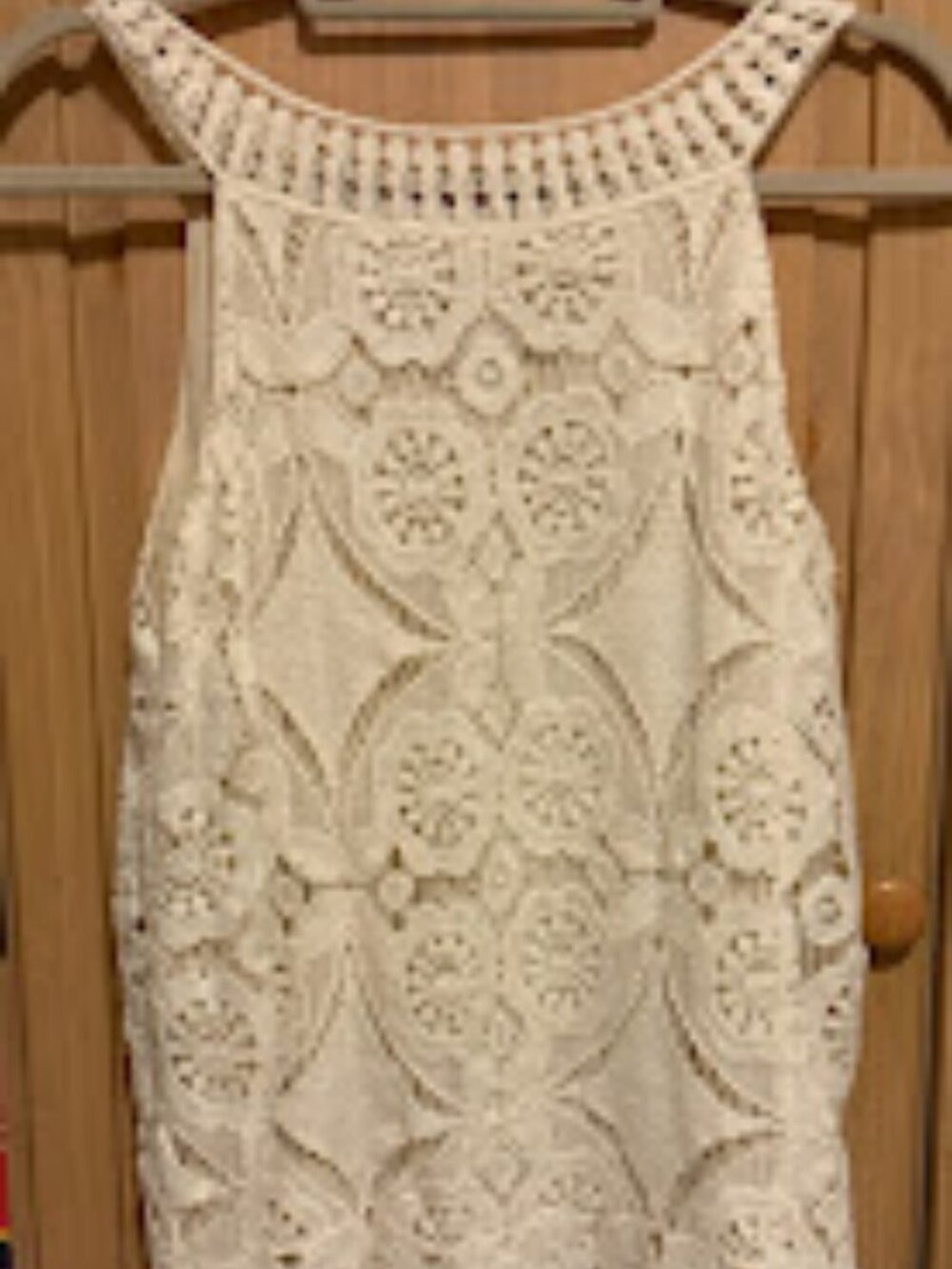 ADIVA Crochet Lace Sleeveless Top Size Medium Ivory Boho Crewneck